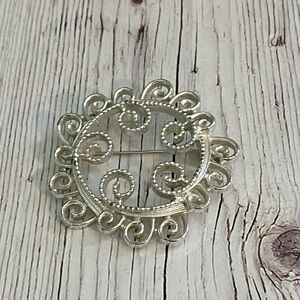 Sarah Coventry Fillagree Swirl Silver Brooch